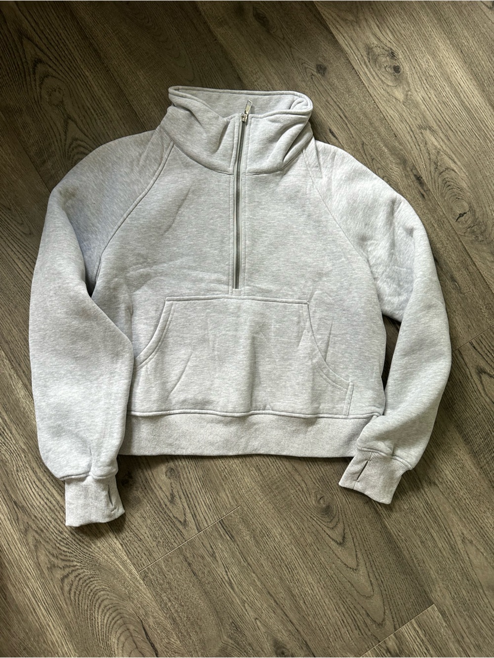Light Gray Half-Zip Funnel Neck Sweatshirt